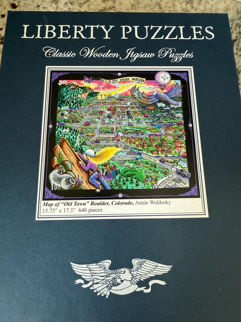 Liberty Puzzles Classic Wooden Jigsaw Puzzle - Map of Old Town Boulder